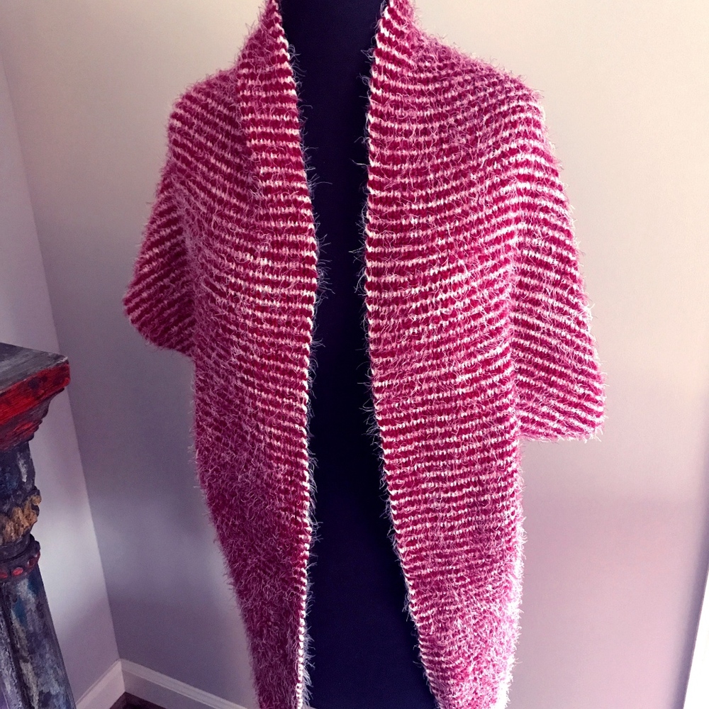 Brand NEW! Red & Cream Shrug Sweater